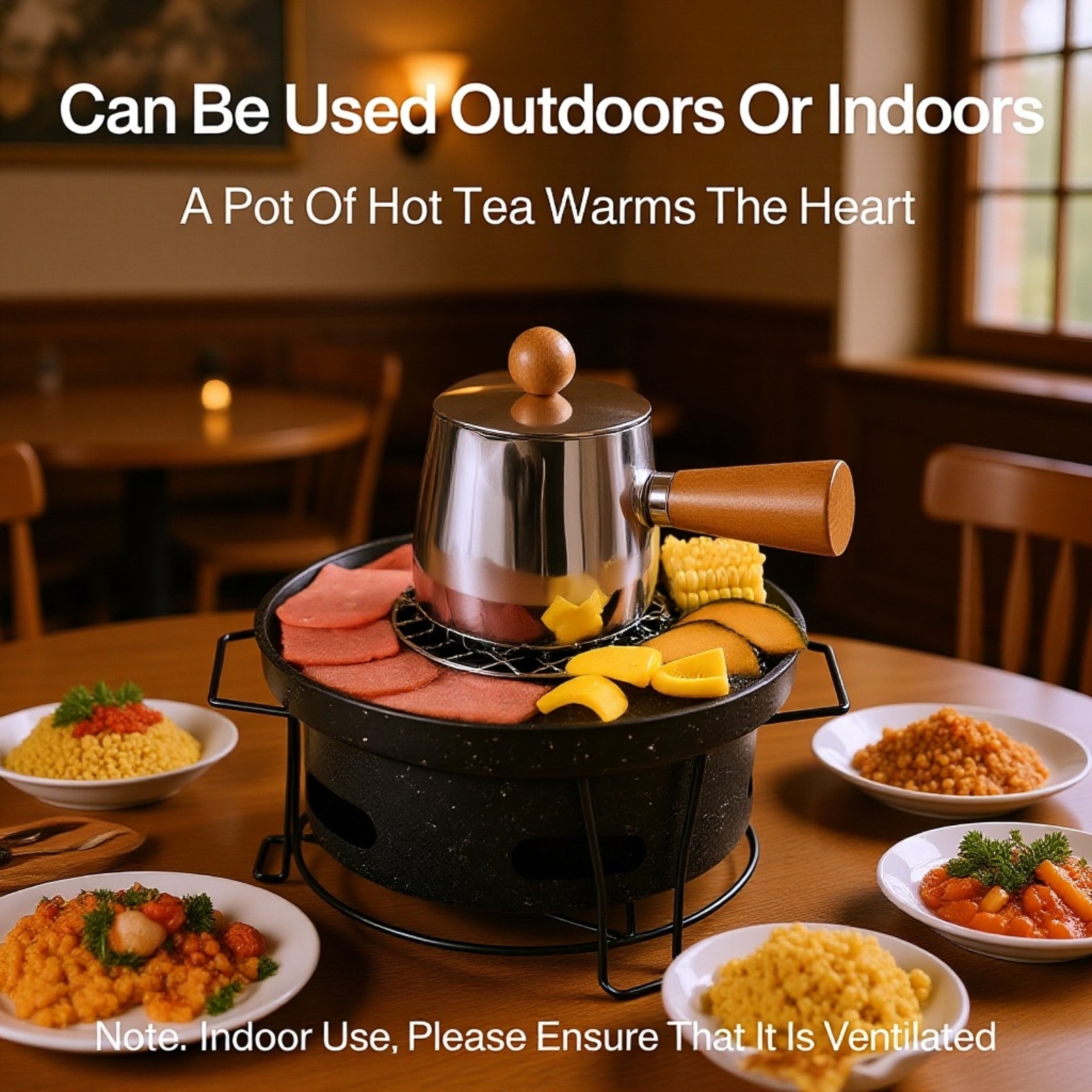 Outdoor Fireplace and Tea-Making Grill Set