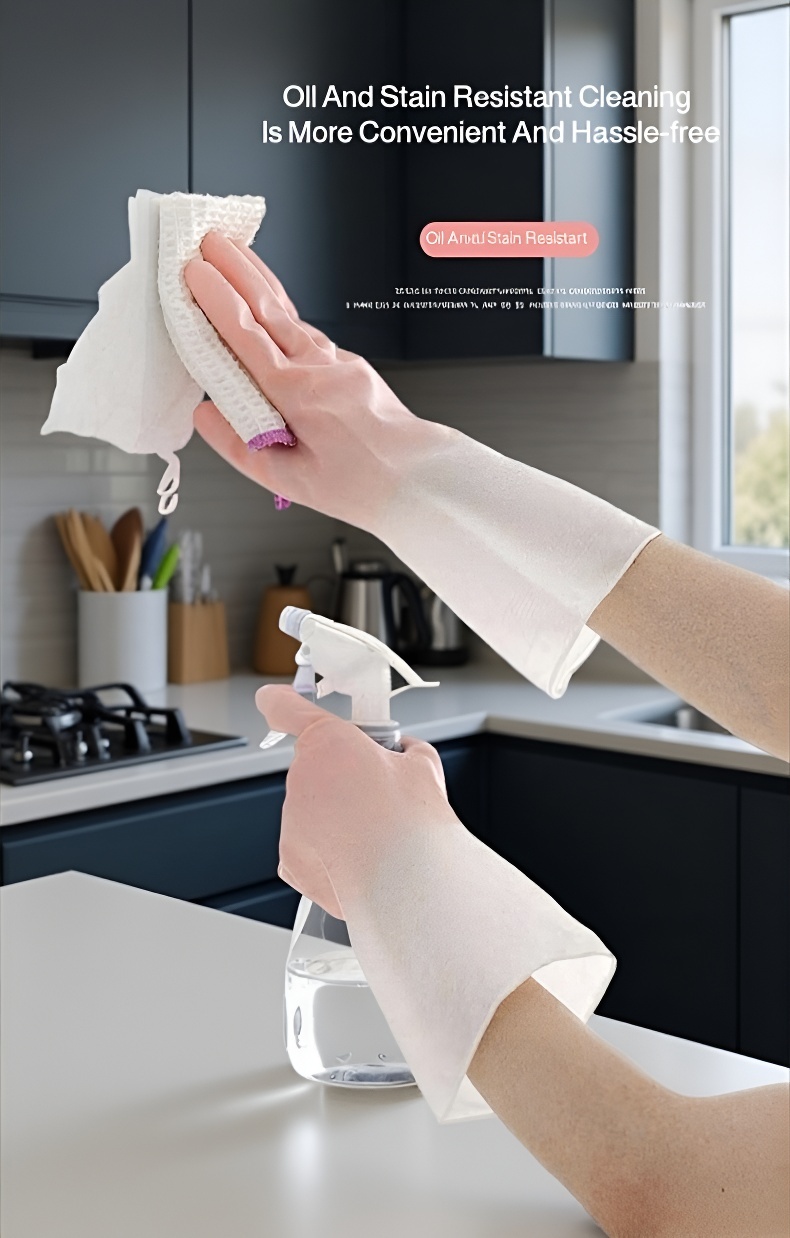 PVC cleaning gloves with velvet cuffs and enhanced durability