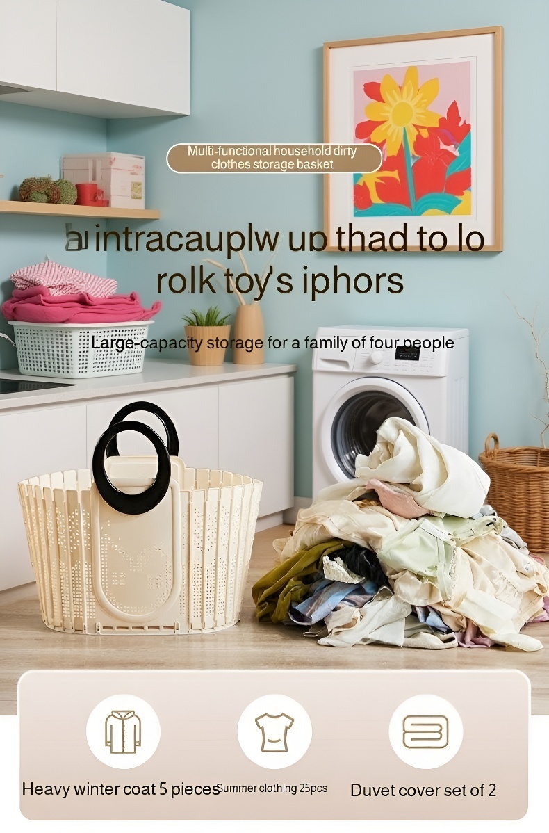 Space-saving laundry basket in modern home