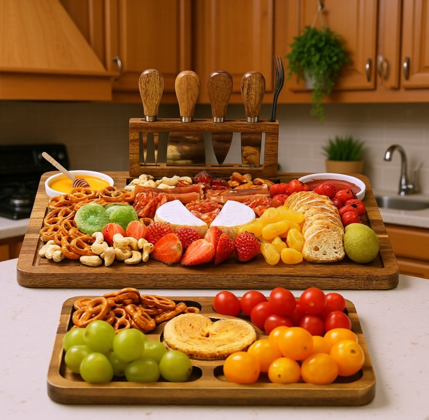 Elegant cheese cutting board set for home entertaining