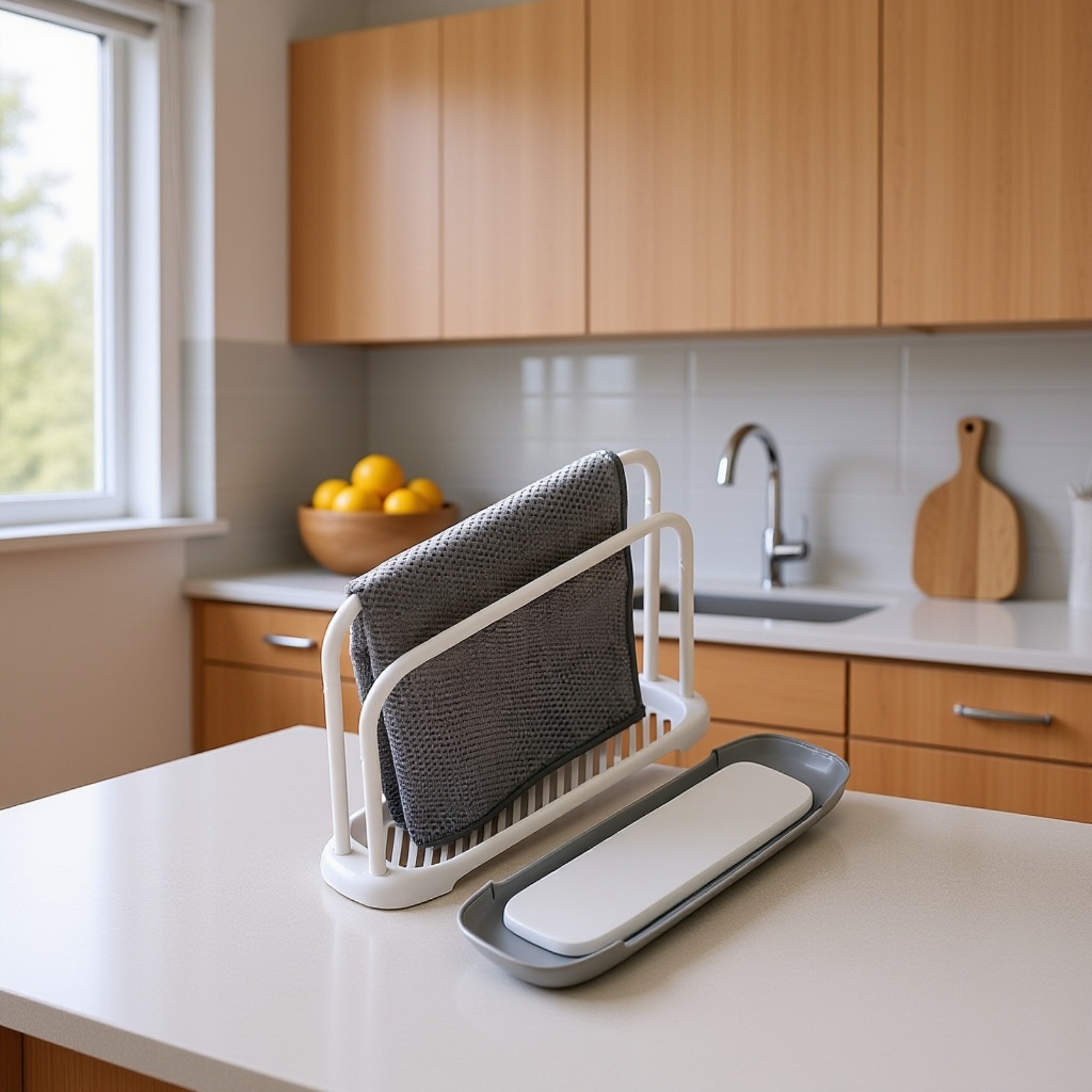 Diatomaceous earth base towel rack for quick drying