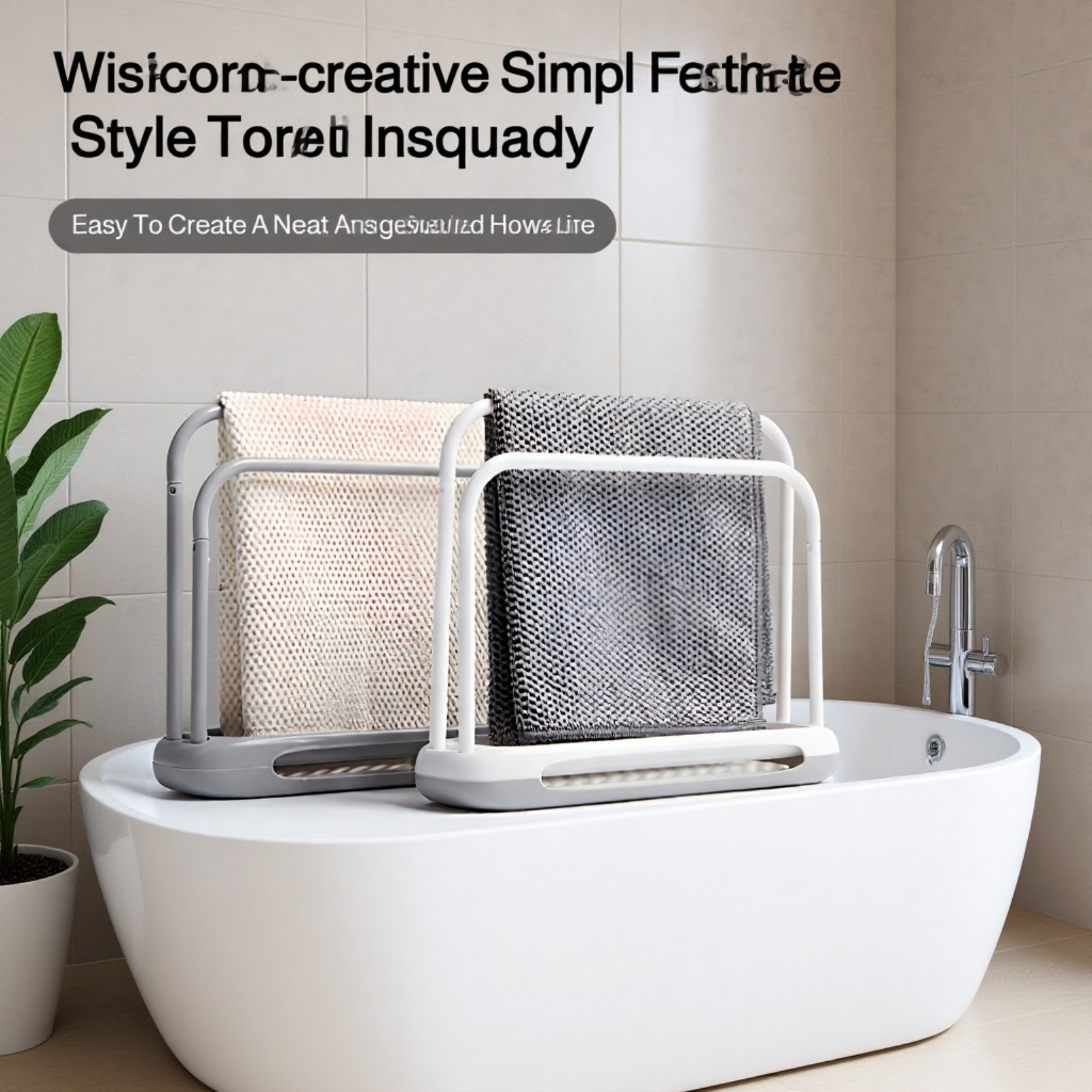 Double-layer kitchen towel rack with drainage groove and diatomaceous earth base