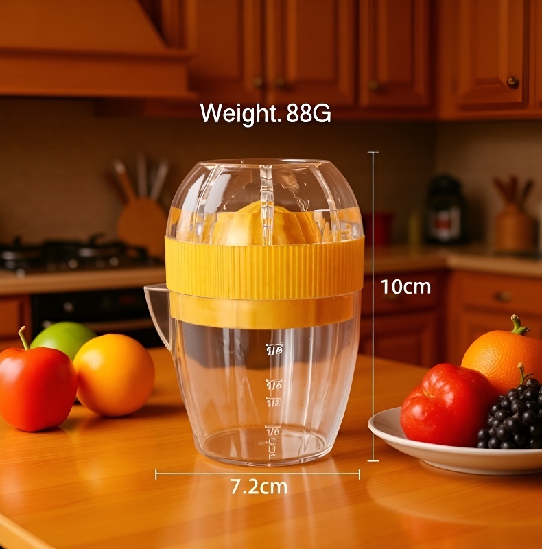 Fresh pomegranate juice pouring from manual juicer