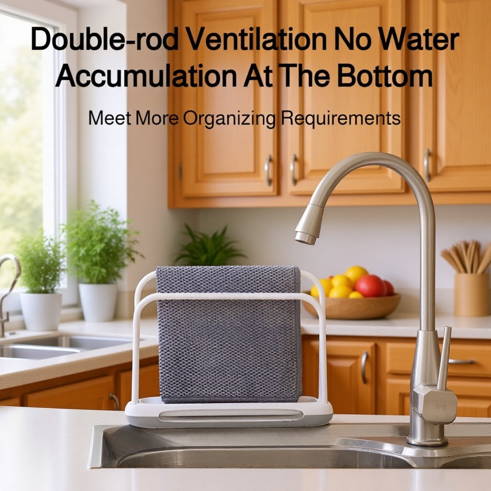 Double-Layer Creative Kitchen Towel Rack with Drainage Groove and Diatomaceous Earth Base