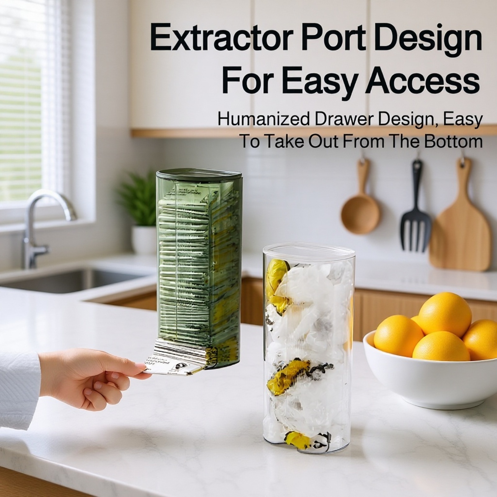 Close-up of premium wall-mounted trash bag storage box