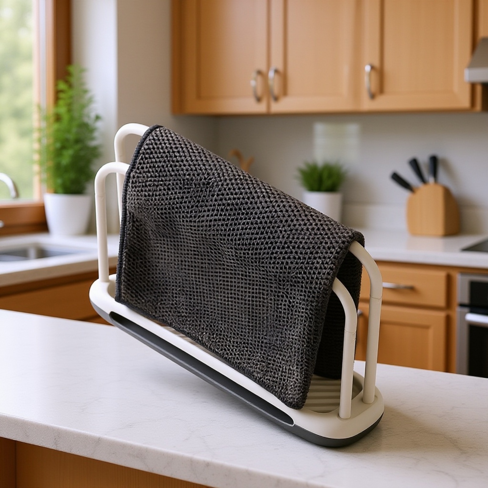 Hygienic towel storage rack with drainage system