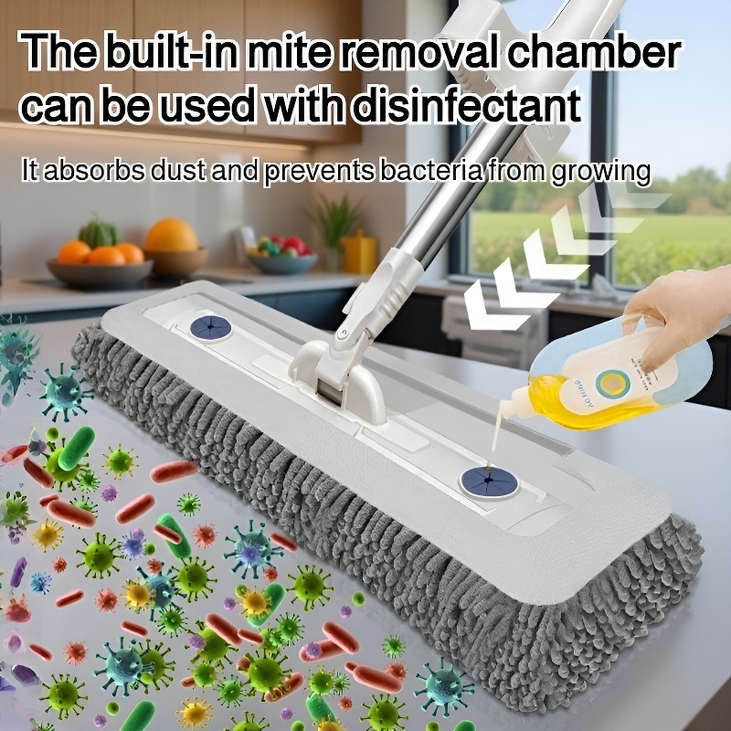 Household Lazy Chenille Flat Mop, Thickened Design, Hands-Free Washing