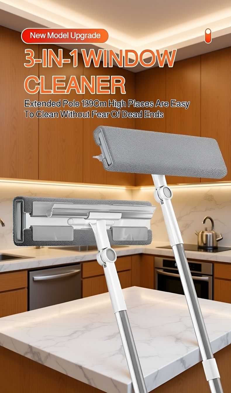 Adjustable extension pole for easy glass cleaning
