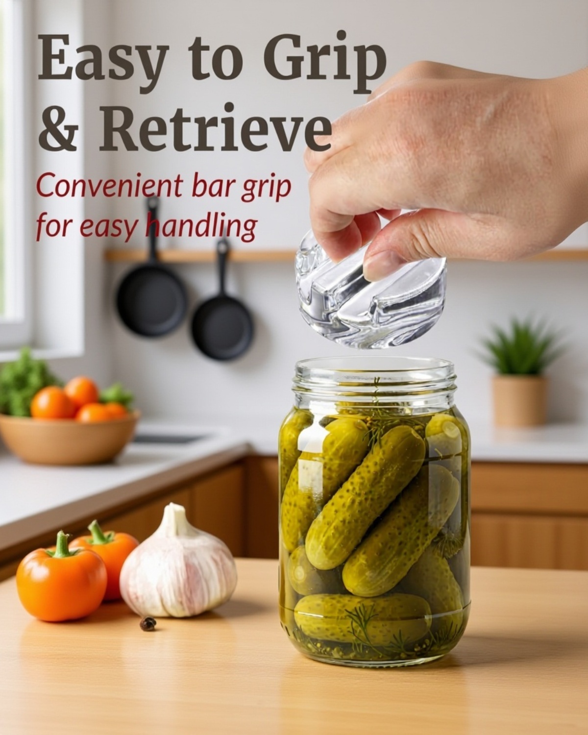 Leak-proof glass lid with handle for wide mouth mason jars
