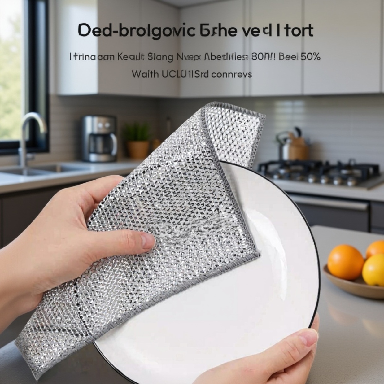 Non-stick kitchen cloth cleaning a glass