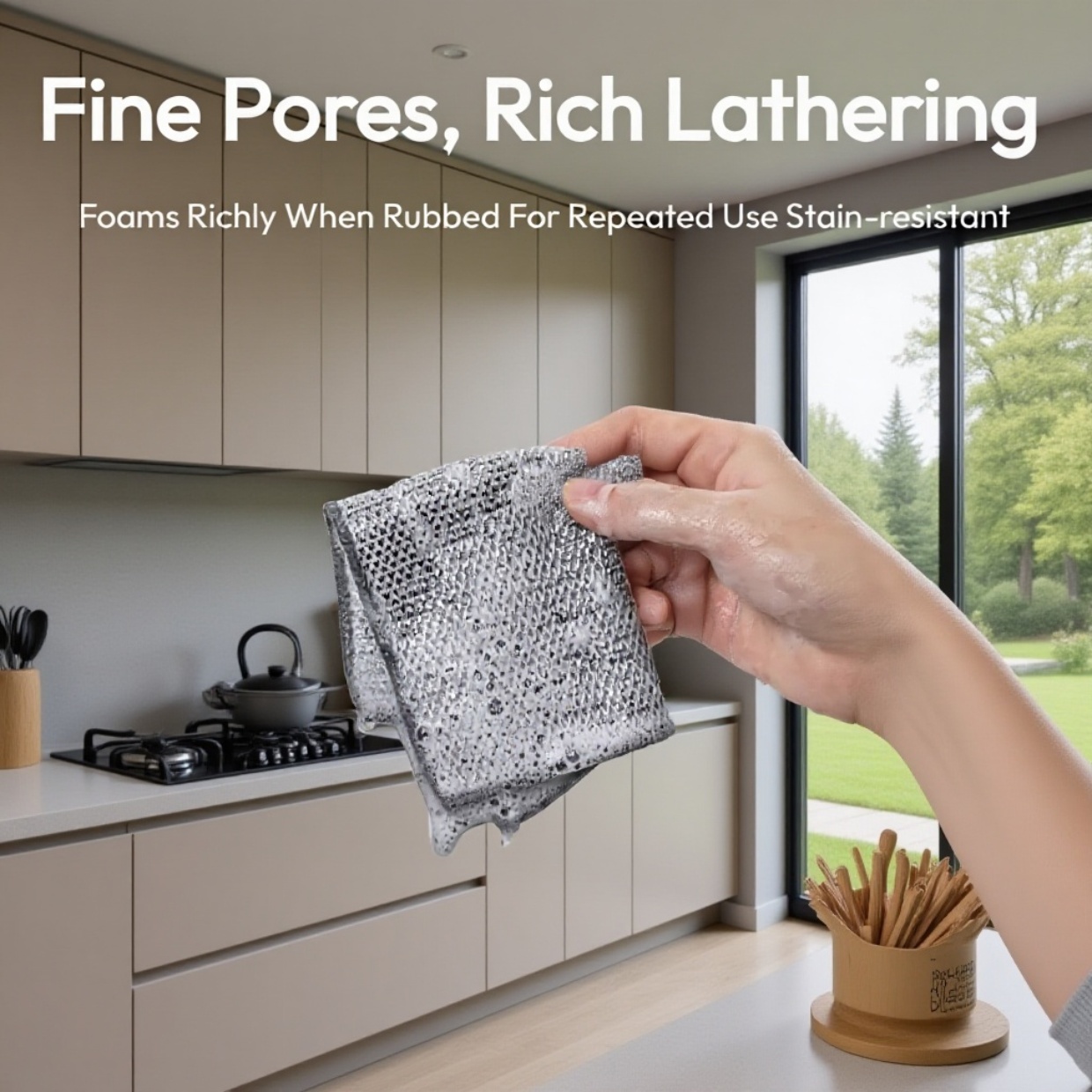 Kitchen cleaning cloth with advanced silver threading