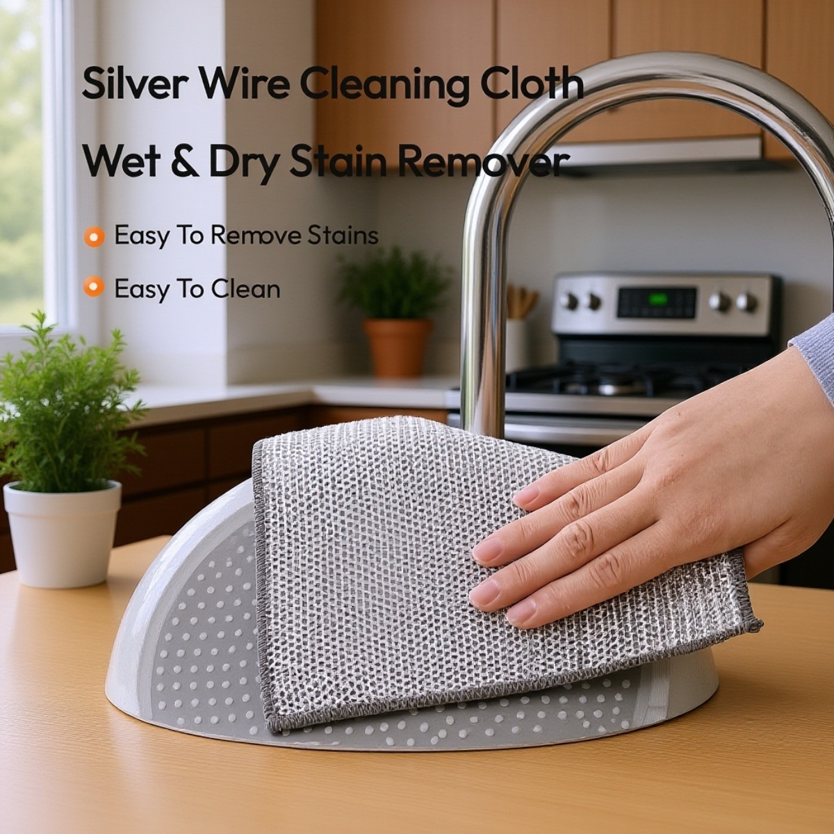  Silver Thread Non-Stick Dishcloth for Kitchen Cleaning
