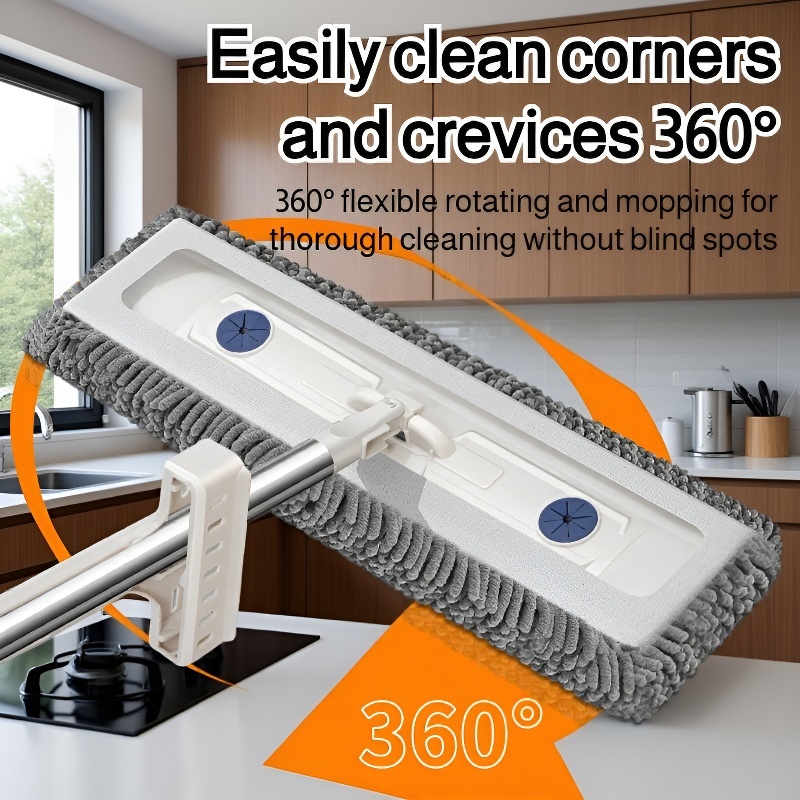 Household Lazy Chenille Flat Mop, Thickened Design, Hands-Free Washing