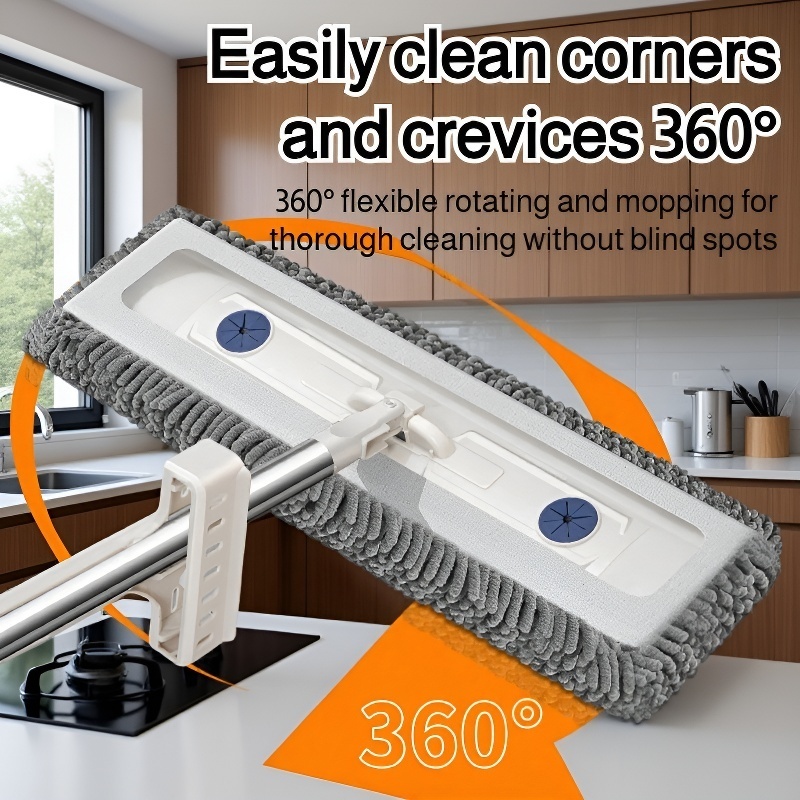 Household Lazy Chenille Flat Mop, Thickened Design, Hands-Free Washing