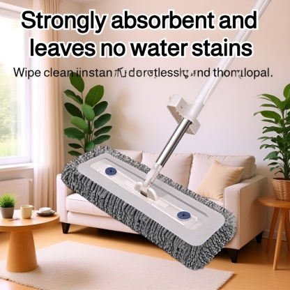 Household Lazy Chenille Flat Mop, Thickened Design, Hands-Free Washing