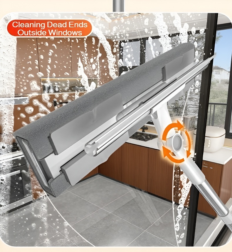 Window scraper with ergonomic handle and extension pole