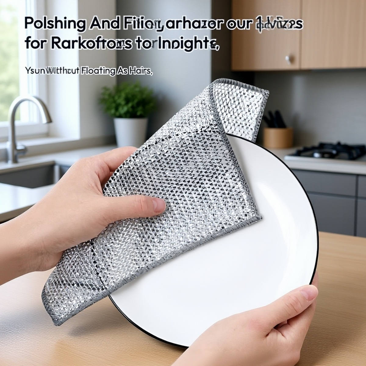  Silver Thread Non-Stick Dishcloth for Kitchen Cleaning
