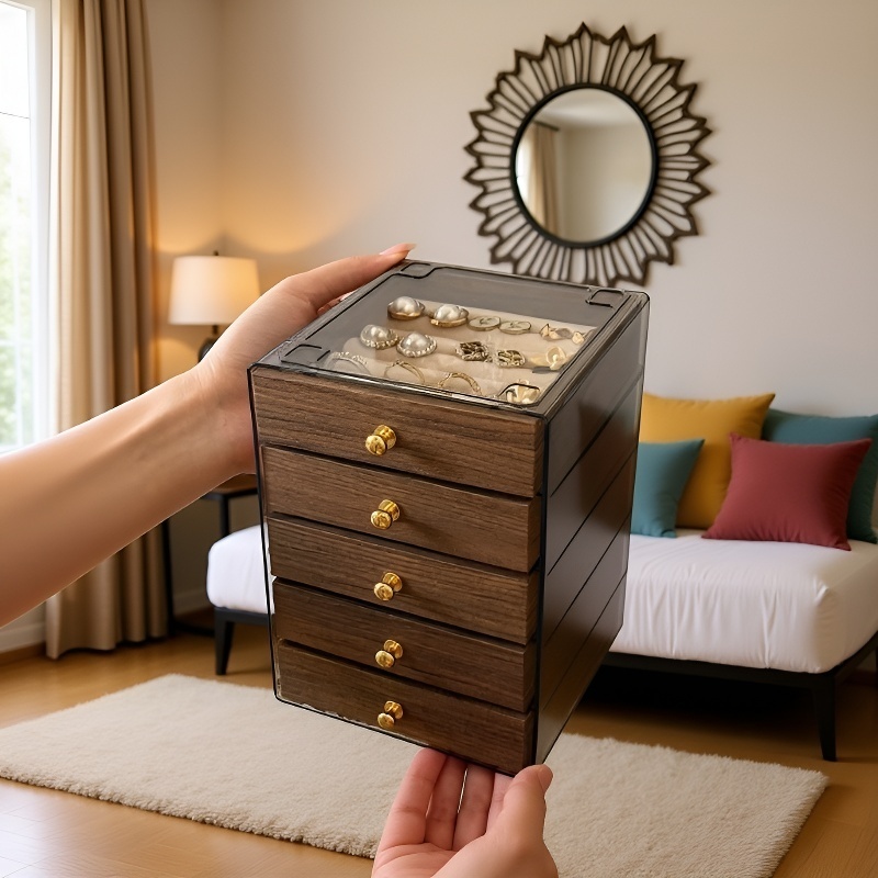  Multi-Layer Walnut Jewelry Organizer for Rings, Necklaces, and Bracelets