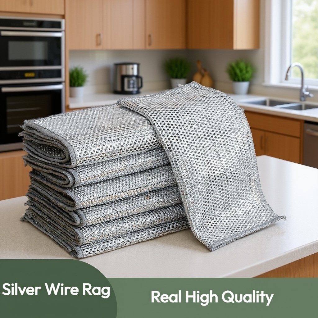  Silver Thread Non-Stick Dishcloth for Kitchen Cleaning