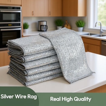  Silver Thread Non-Stick Dishcloth for Kitchen Cleaning