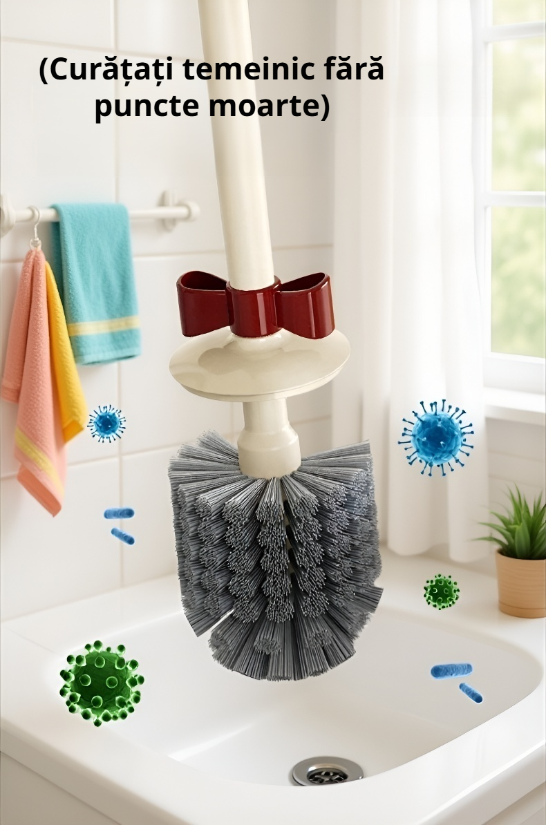 Accesoriu de baie practic - perie de toaletă cu suport