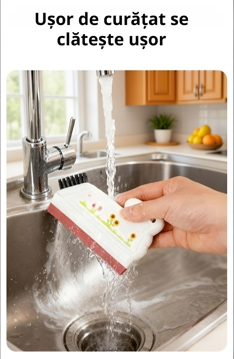 Detaliu mâner ergonomic al racletei de baie