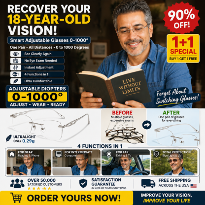 【Vision Revolution·Ultimate Experience】No-Exam 0.1-Sec Auto-Focus Photochromic Glasses (Instant 20/20 Vision) | Lighter Than a Feather & Unbreakable | 60-Day Guarantee • Flash Sale✨