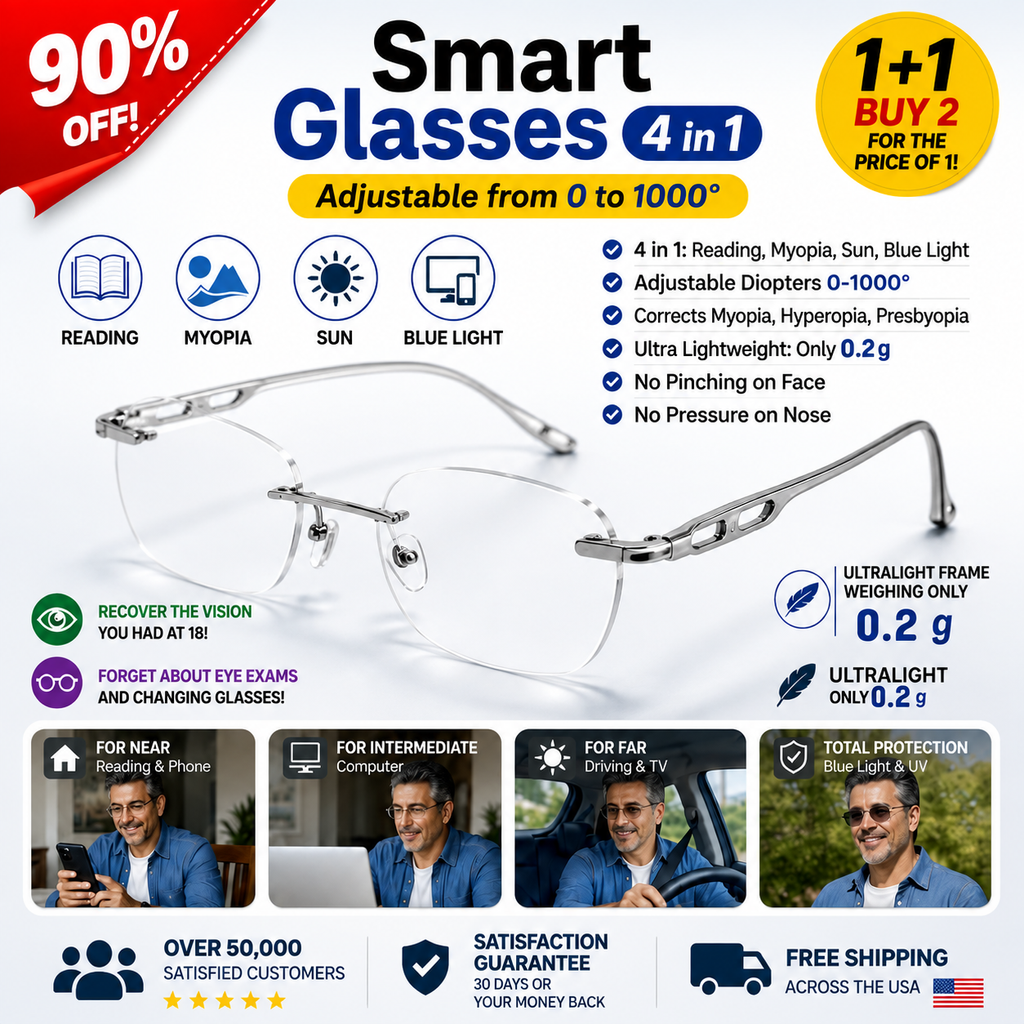 【Vision Revolution·Ultimate Experience】No-Exam 0.1-Sec Auto-Focus Photochromic Glasses (Instant 20/20 Vision) | Lighter Than a Feather & Unbreakable | 60-Day Guarantee • Flash Sale✨