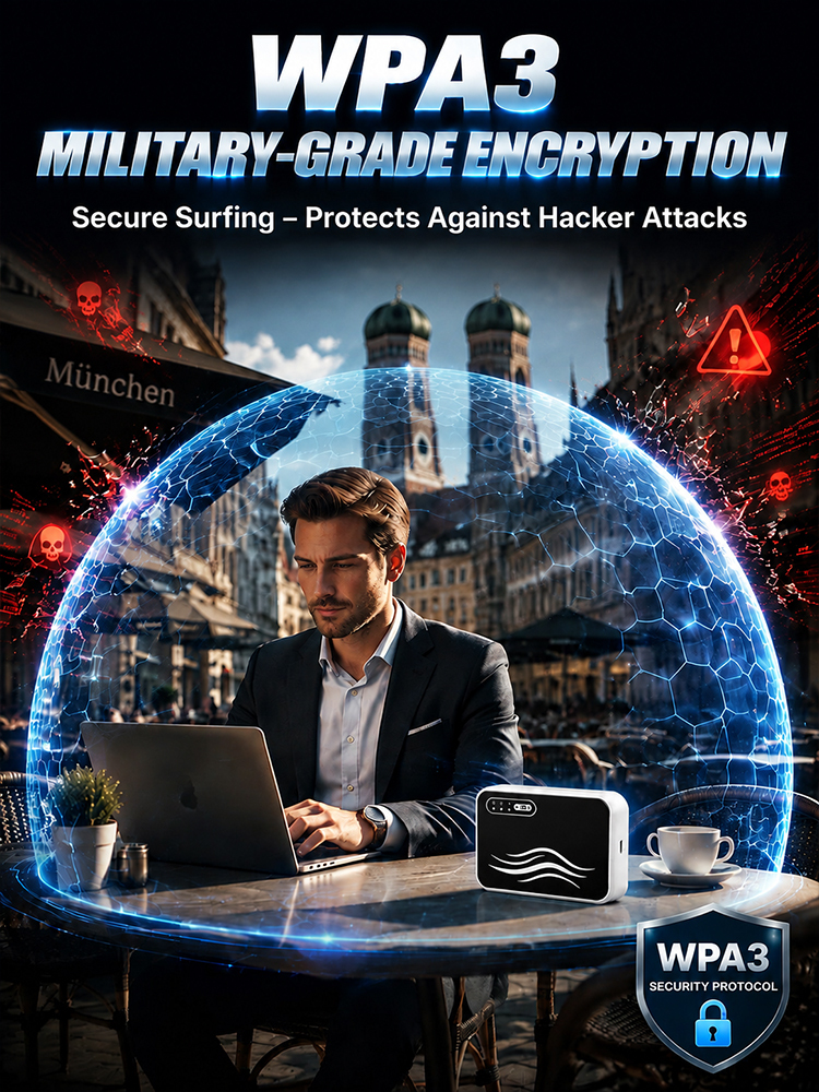 Travel Visa-Free Portable WiFi (Full Signal Coverage)【AI Satellite Masterpiece】SIM-Free Portable 5G Wi-Fi Router | $0 Monthly Fee & Worldwide Unlimited Data | TÜV & GDPR Certified • 60-Day Money-Back Guarantee✨