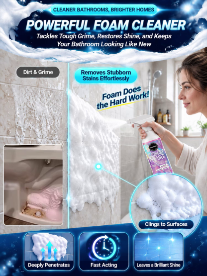 【California Bestseller·Cleaning Masterpiece】Spray & Rinse No-Scrub Micro-Foam Cleaner | Dissolves Stubborn Limescale & Soap Scum in 3 Secs | EPA & 99.9% Anti-Mold Certified • Buy 1 Get 1 Free✨