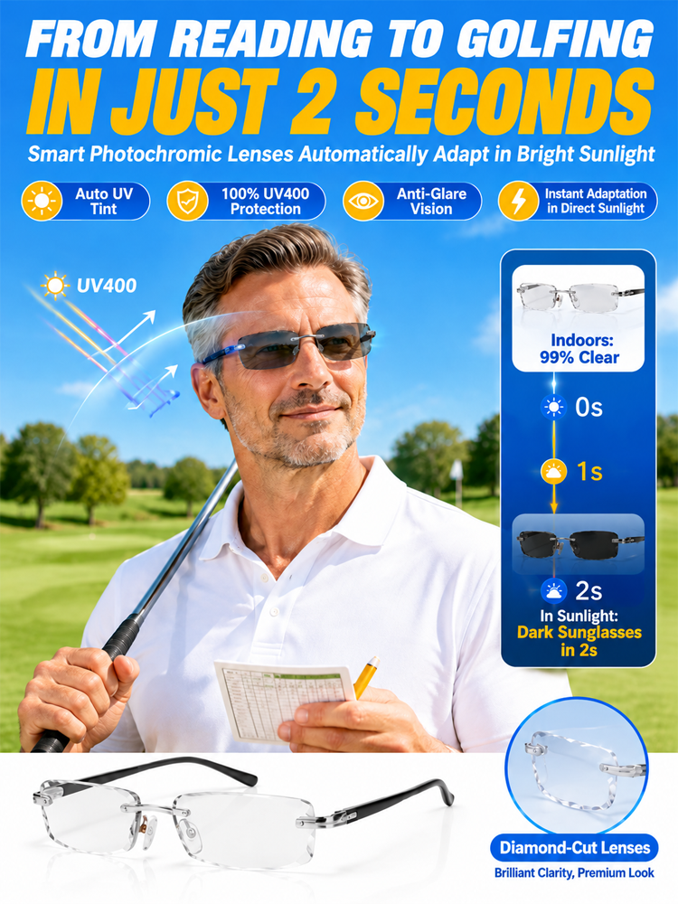 【30-Year Optical Workshop Masterpiece】0.1-Sec Auto-Focus Rimless Pure Titanium Glasses | Fits 100°–700° Diopters • 6g Featherlight | Buy 1 Get 1 FREE • 10-Yr Warranty • Port Clearance SOS Price✨