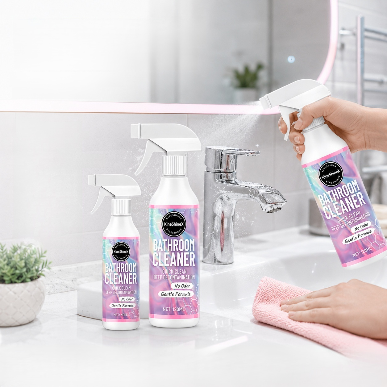 【California Bestseller·Cleaning Masterpiece】Spray & Rinse No-Scrub Micro-Foam Cleaner | Dissolves Stubborn Limescale & Soap Scum in 3 Secs | EPA & 99.9% Anti-Mold Certified • Buy 1 Get 1 Free✨