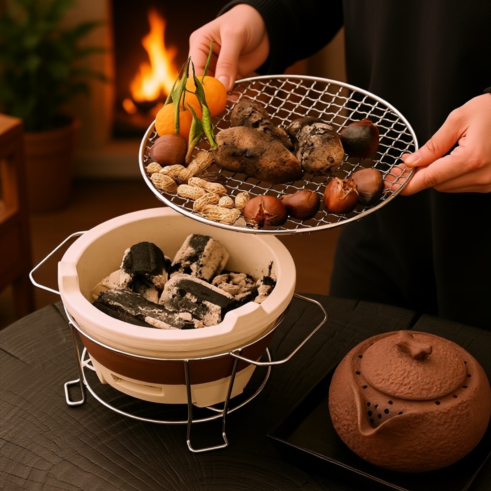 Seven-Wheeled Portable Grill with Optional Stand, Multiple Sizes for 1-2 People