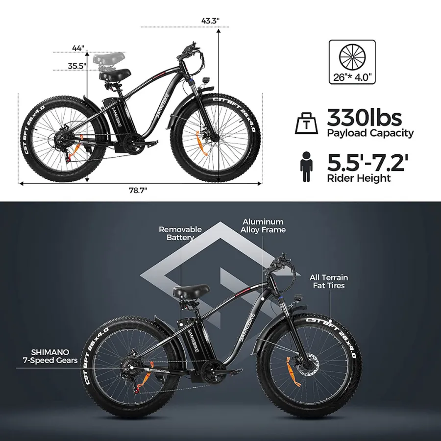 Outdoor electric bike with 48V / 15Ah lithium battery