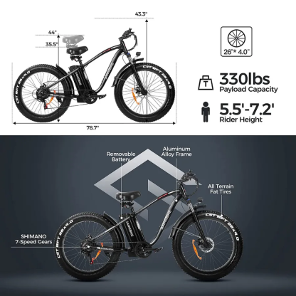 Outdoor electric bike with 48V / 15Ah lithium battery