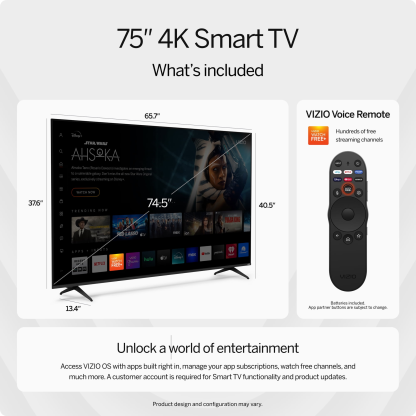 Last day for factory clearance! VIZIO 75" 4K Smart TV
