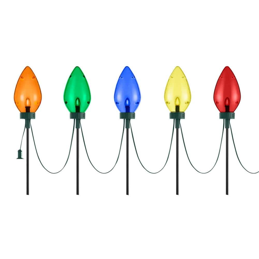 20 in. Multi-Colored Giant C7 LED Pathway Lights (5-Pack)