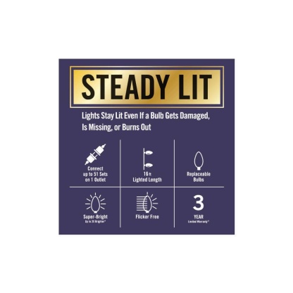 100 Count Red and Warm White Steady Lit Super Bright C9 LED Lights