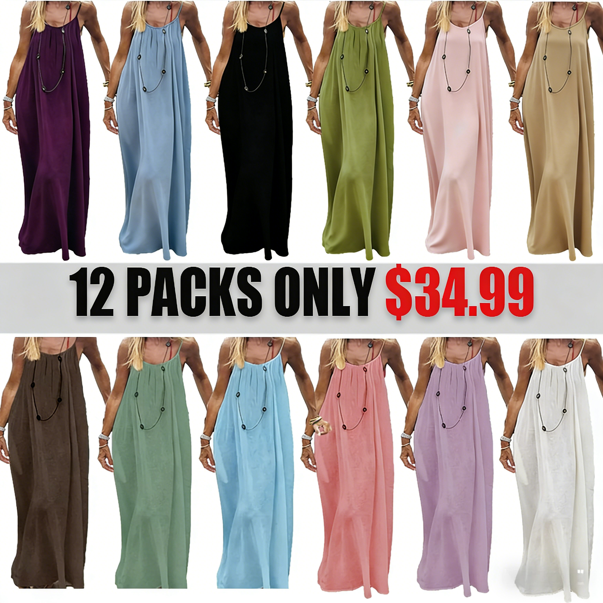 Factory direct sale!Women's Solid Color Backless Cami Dress
