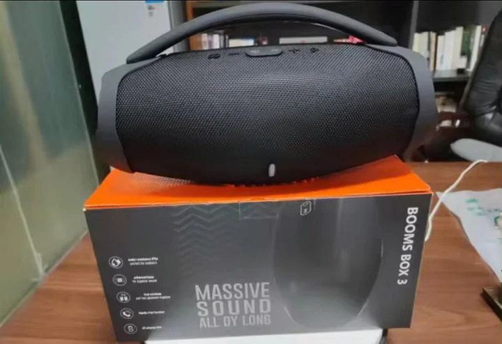 ⚡️Factory wholesale promotion 80% OFF⚡️ Boombox 3 Black Portable Bluetooth Speaker with Massive Sound, Deepest Bass, IPX7 Waterproof, 24H Playtime, PartyBoost