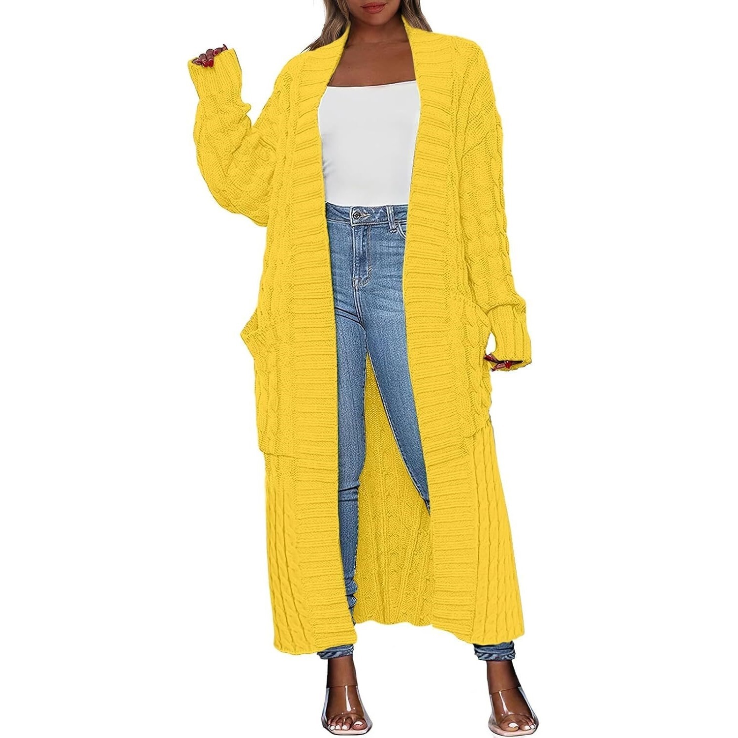 Women's Long Cardigan 2025 Oversized Coat Long Sleeve Open Cardigan Kn