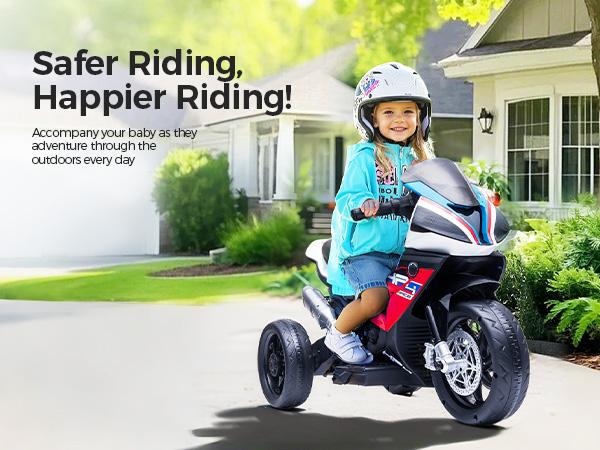 Spring Sale💥Kids Electric Motorcycle, 12V Ride on Toy for Toddlers Battery Powered 3-Wheel Stable Design with Horn, Music & LED Lights