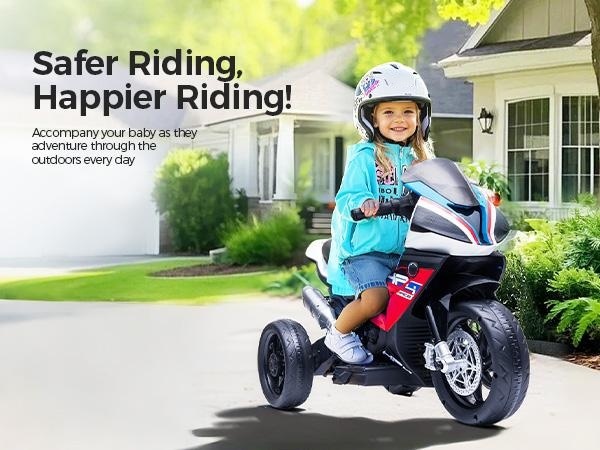 Spring Sale💥Kids Electric Motorcycle, 12V Ride on Toy for Toddlers Battery Powered 3-Wheel Stable Design with Horn, Music & LED Lights