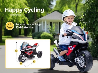 Spring Sale💥Kids Electric Motorcycle, 12V Ride on Toy for Toddlers Battery Powered 3-Wheel Stable Design with Horn, Music & LED Lights