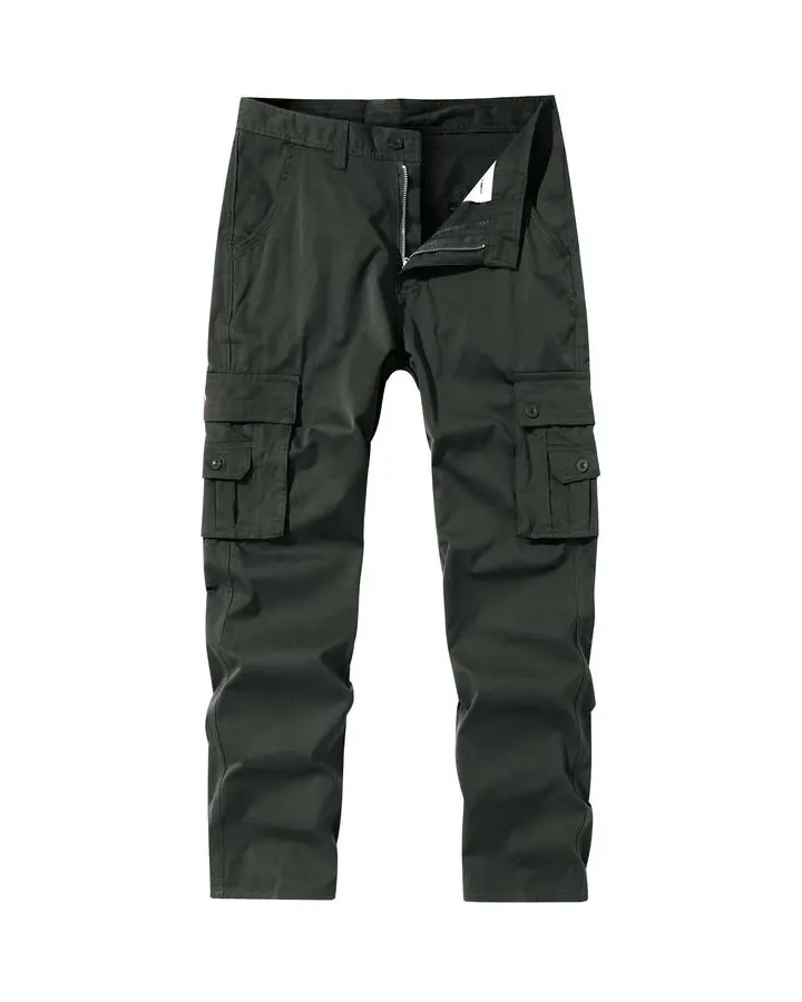 Men's Solid Color Patched Zipper Fly Cargo Pants