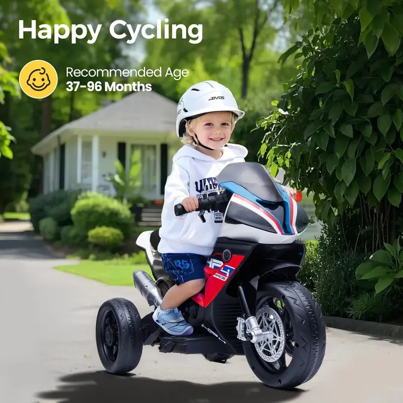 Spring Sale💥Kids Electric Motorcycle, 12V Ride on Toy for Toddlers Battery Powered 3-Wheel Stable Design with Horn, Music & LED Lights