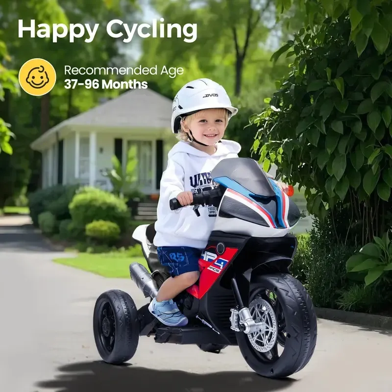 Spring Sale💥Kids Electric Motorcycle, 12V Ride on Toy for Toddlers Battery Powered 3-Wheel Stable Design with Horn, Music & LED Lights