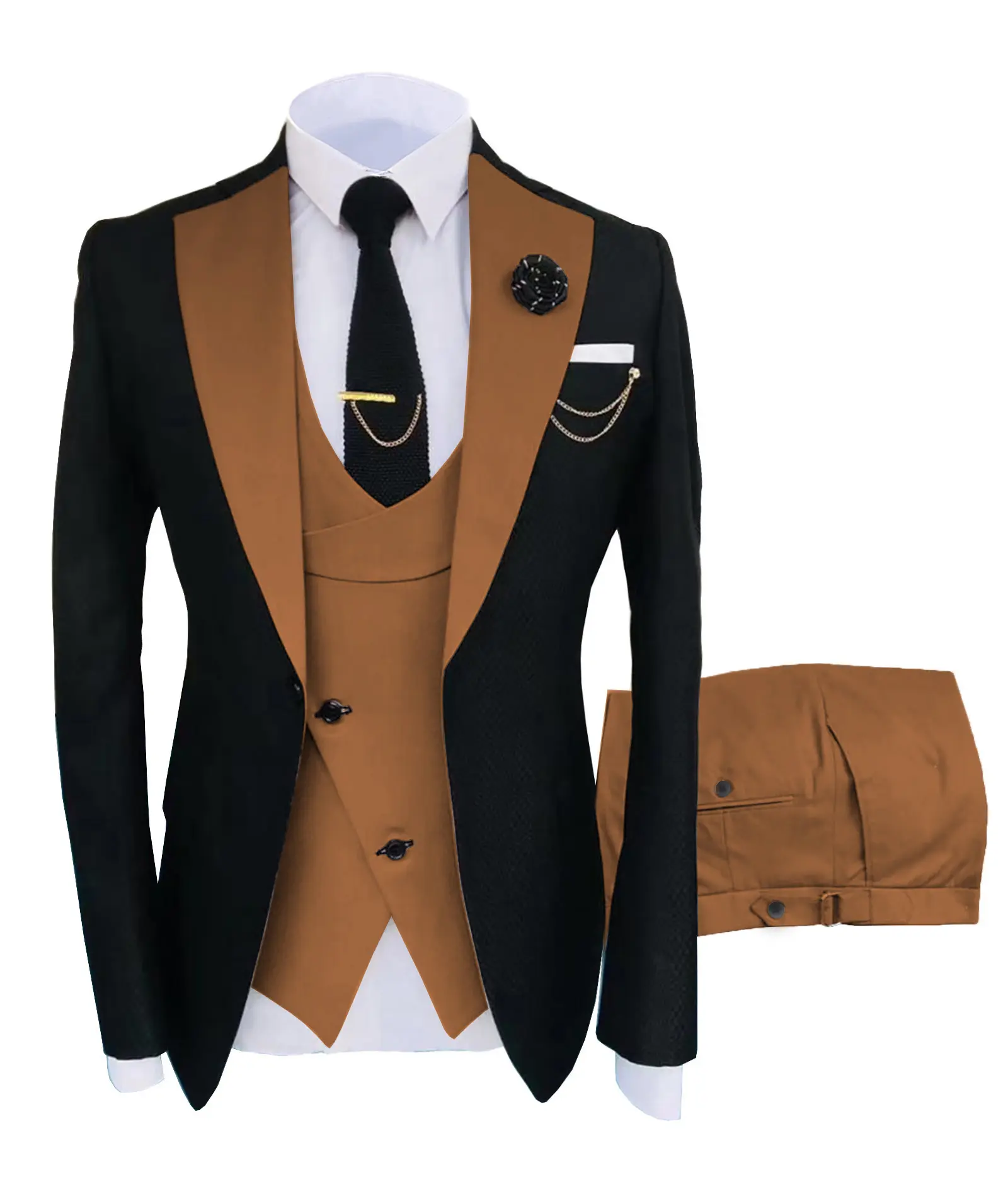 Men's 3-Piece Suit Set - Double Breasted Blazer, Vest & Pants for Weddings and Formal Events Casual Suit Wedding Suit Pocket Suit Men's Three-Piece party suits business casual Tuxedo SpringStatements