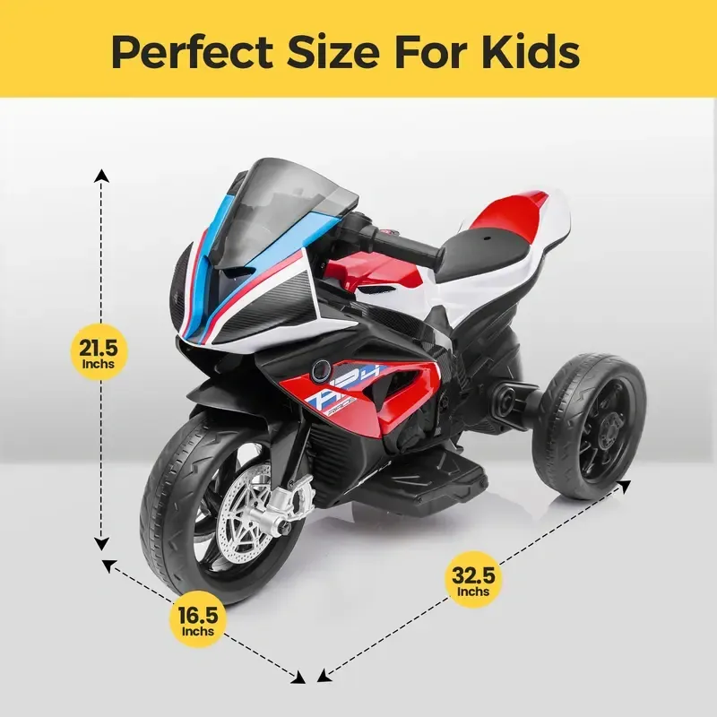 Spring Sale💥Kids Electric Motorcycle, 12V Ride on Toy for Toddlers Battery Powered 3-Wheel Stable Design with Horn, Music & LED Lights