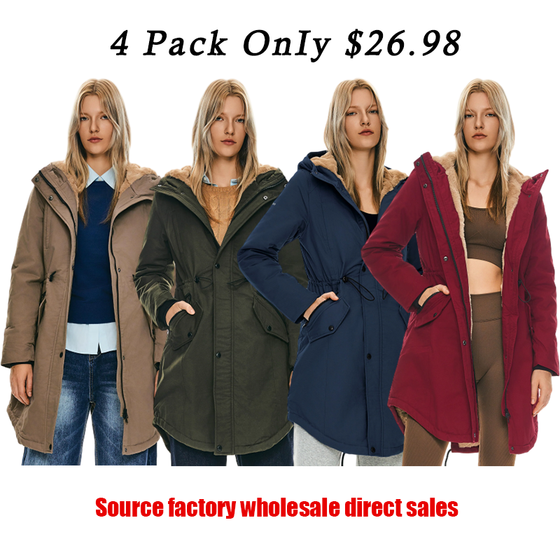 DD 🎁Fleece-Lined Hooded Parka Jacket with Pockets